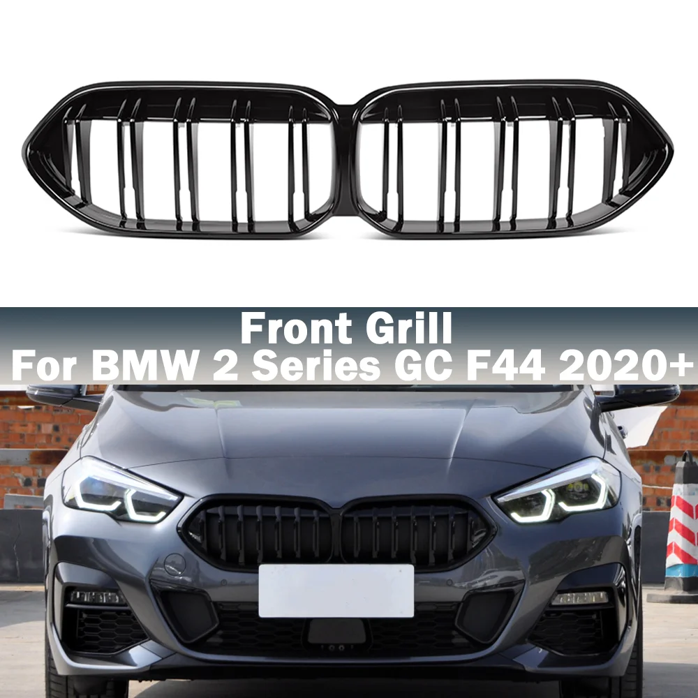 

Glossy Black Dual Slats Front Kidney Grille Grill M Performance Racing Grills For BMW 2 Series F44 2021+ Gran Coupe Car Styling
