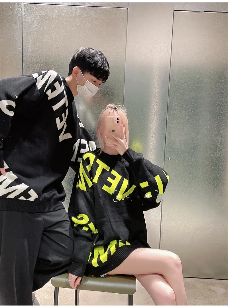 

23SS New Vetements Knitted Jacquard Sweater Men Women 1:1 Best Quality VTM Sweatshirts Skateboard