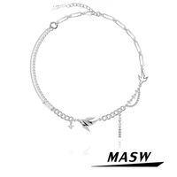 masw fashion new design luxury temperament chain necklace 2022 new spring trend zircon pendant necklace for women jewelry