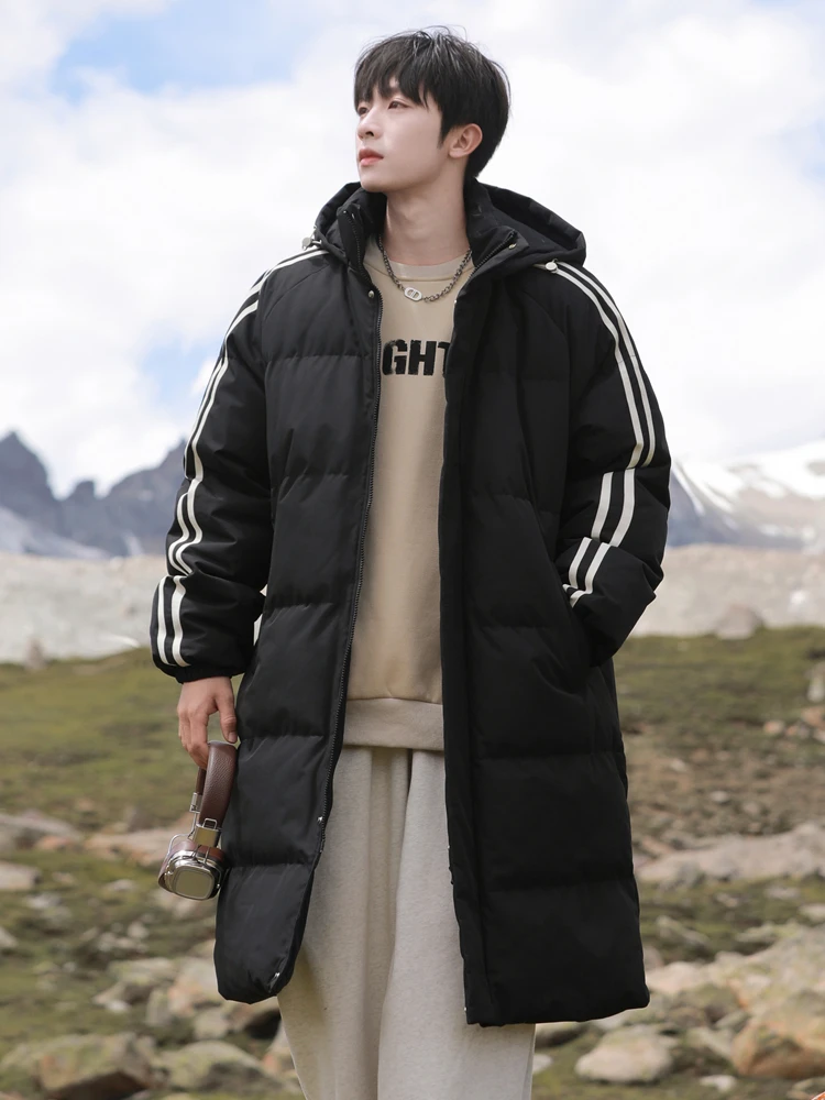 Down Jacket Cotton-padded Clothes Men's Outerwear Autumn and Winter 2024 New Fleece-lined Thickened Cotton Raccoon Warm Mid-L...