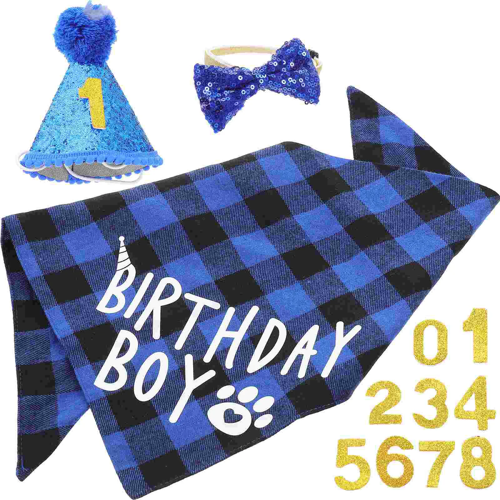 

Dog Birthday Boy Party Hat Scarf Pet Supplies Bandana Decor Costume Puppy Bandanas Pets Bibs Outfit Collar Cat Supply Favor