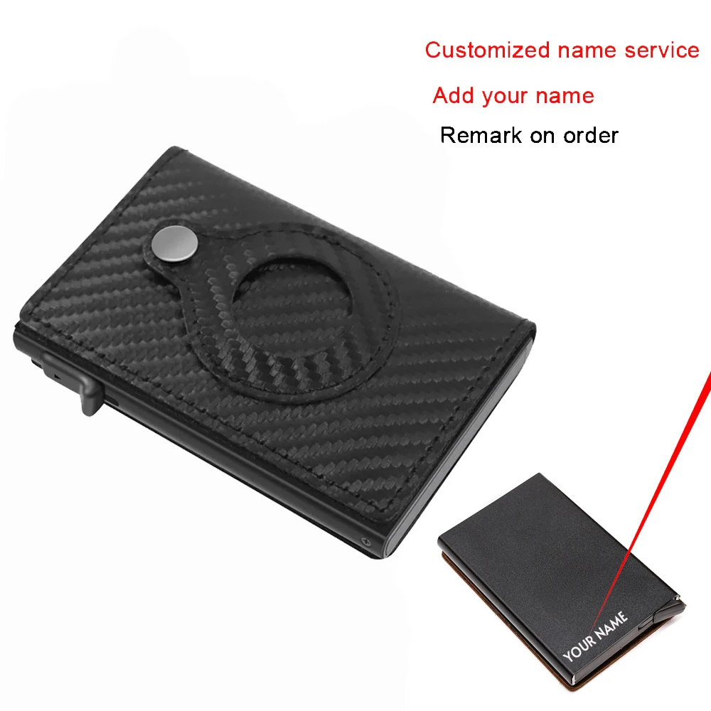 Customized Name Genuine Leather Wallet For Apple Airtags Wallet Card Holder Men Magnet Wallet Vintage Purse With Money Clips Bag