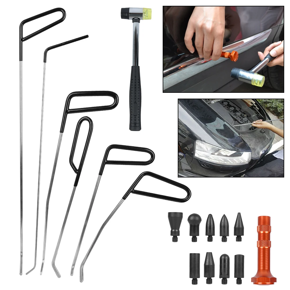 

Car Paintless Dent Removal Hooks Rod Hammer Painless Tools Door Dent Ding Hail Fix Automotive Maintenance Tool Professional