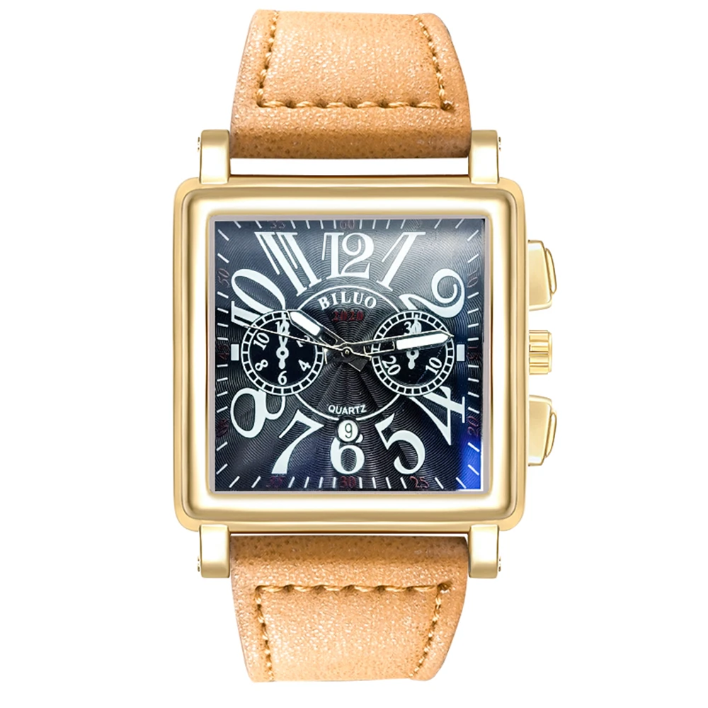 Часы наручные мужские кварцевые с квадратным большим циферблатом роскошные