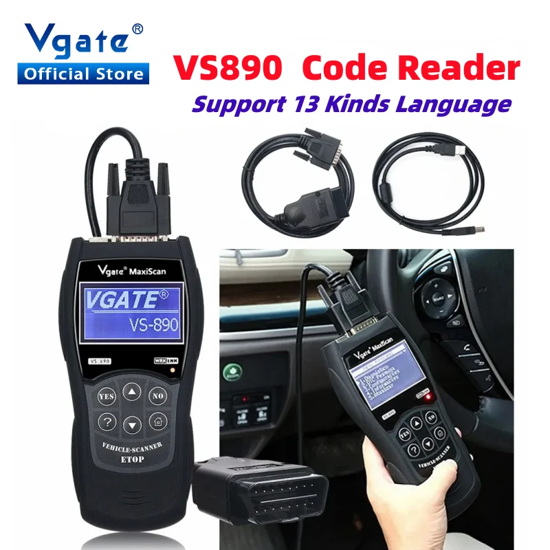 Считыватель кодов Vgate VS890 MaxiScan obd 2 OBD2, диагностический инструмент VS 890, сканер obd2, профессиональный сканер
