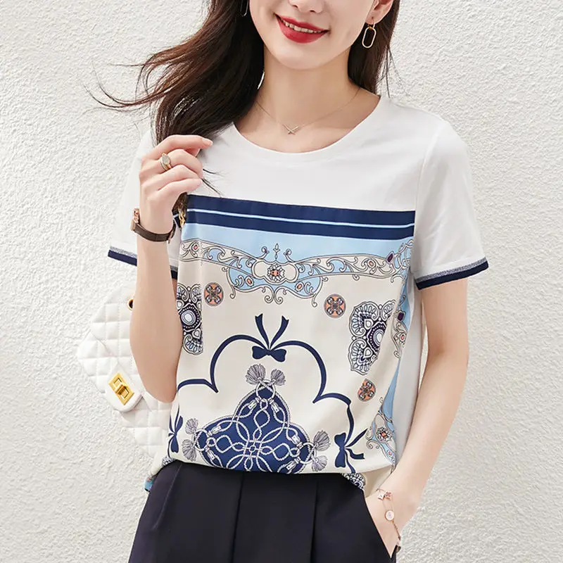 

2022 new printed loose belly shirt short sleeve T-shirt