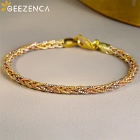 geezenca italian 925 sterling silver dichroic 6 thread stereoscopic braid chain jewelry sets necklace bracelet women luxury gift