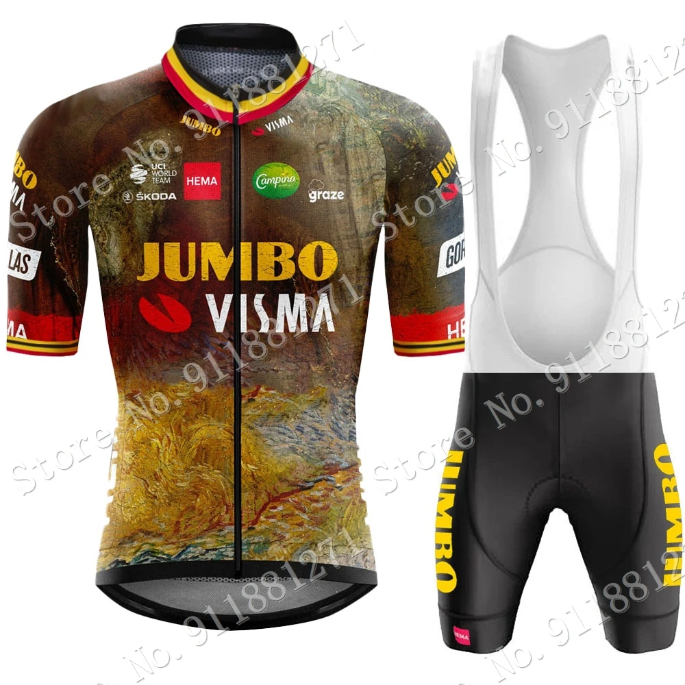 2022 Jumbo Visma France Team Cycling Clothing Jersey Set Short Sleeve Road Bike Shirts Bicycle Bib Shorts MTB Road Ropa