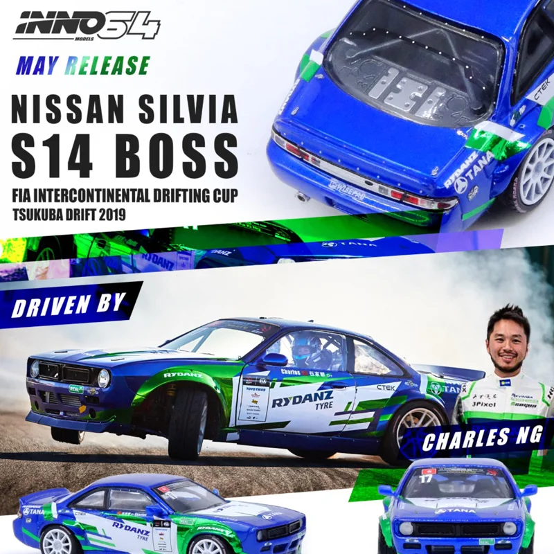 

INNO Drift Cup 1:64 Nissan SILVIA S14 Boss FIA 2019 Simulation Alloy Car Model Collection Ornament Gift