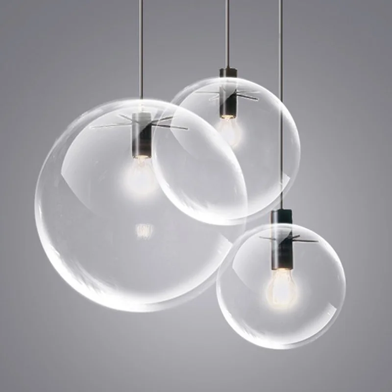 

Подвесные светильники в скандинавском стиле, хромированная лампа в форме глобуса, стеклянный шар, Подвесная лампа, осветительный прибор ст...