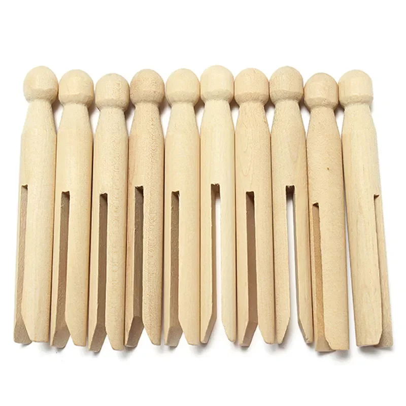 

10pcs/Set Wood Crafts 10CM Long Sewing Natural Wooden Clothes Pins Peg Doll Pins Clips Old Fashioned Pegs Doll Making Decor