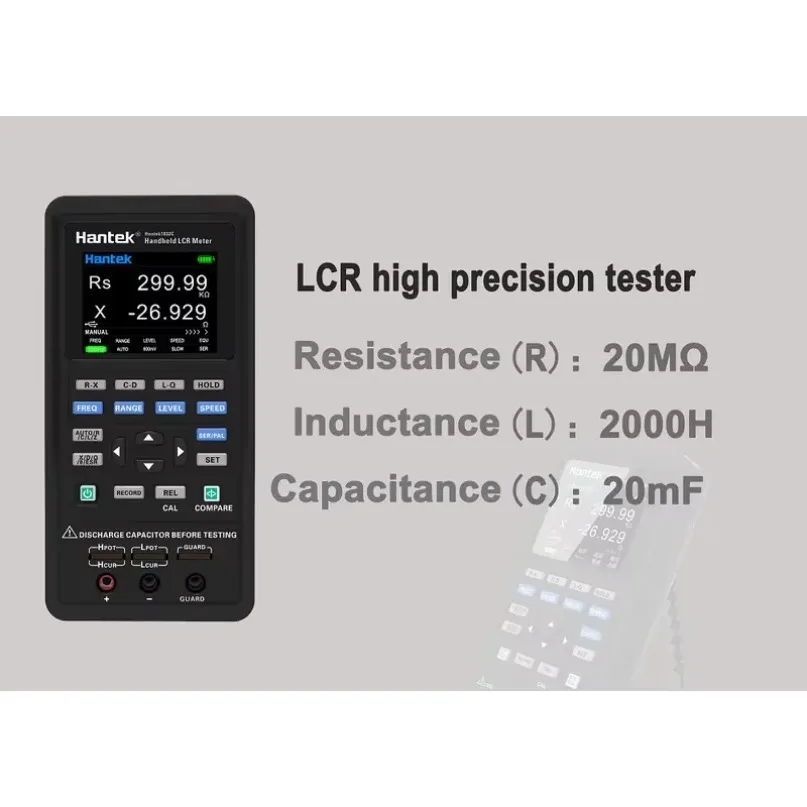 Фото Портативный цифровой измеритель LCR Hantek 1832C (от 100 Гц до 40 кГц) для измерения индуктивности, емкости и сопротивления №2