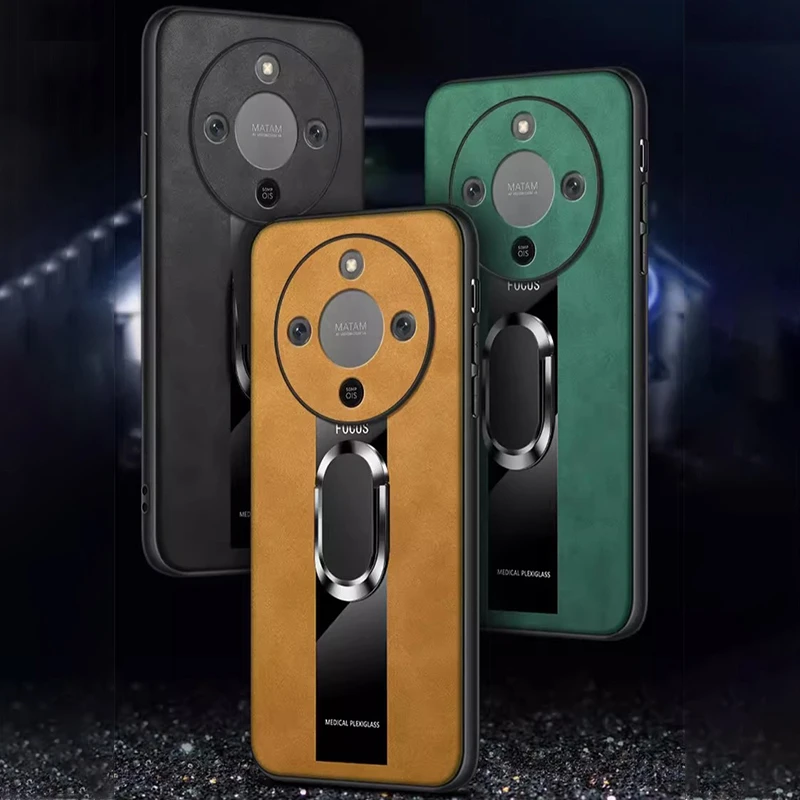Фото Чехол для телефона Honor Magic 8 Lite 5G из искусственной кожи с матовым покрытием, магнитным кольцом и силиконовой мягкой подкладкой для Honor Magic 8 Pro Lite 5G №1