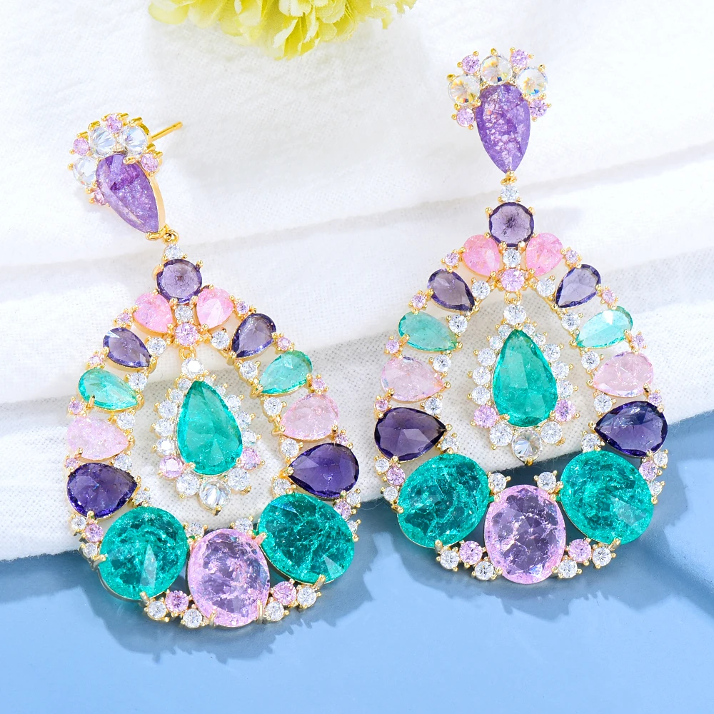 

Soramoore Luxury Rhinestones Pendant Earring for Women Original Boucle d'oreille Femme 2022 Full Austrian crystal Party Jewelry