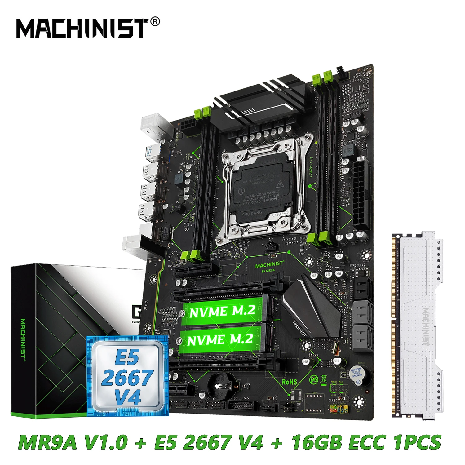 

MACHINIST MR9A 1,0 материнская плата LGA 2011-3 комплект Intel Xeon E5 2667 V4 комплект ЦП DDR4 16 Гб ECC RAM Combo USB 3,0 NVME M.2