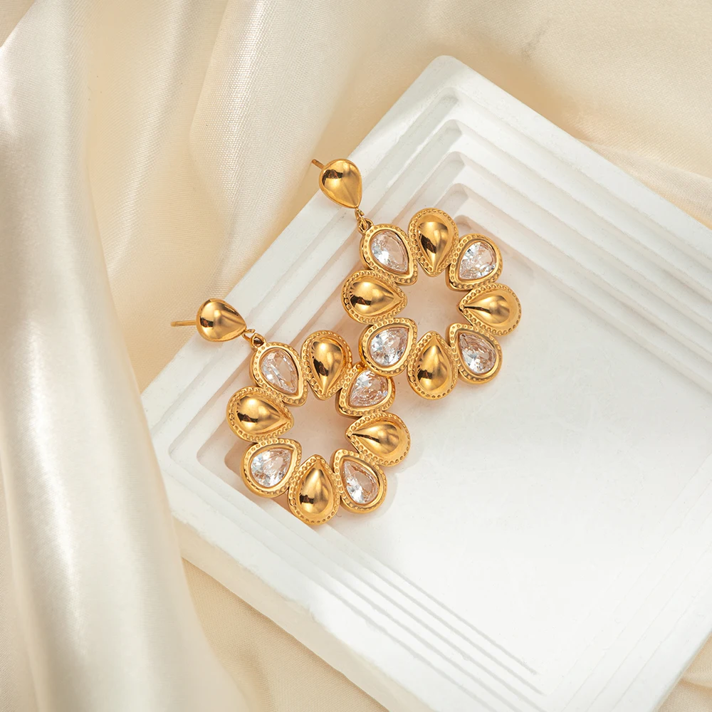 Серьги из нержавеющей стали с блестящим цирконом GUERNONO для женских модных