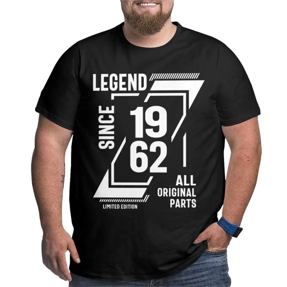 

Legend Since 1962 60th Birthday Men Pure Cotton Fun T-Shirts Crewneck Big Tall Tees Short Sleeve Tops Large 4XL 5XL 6XL