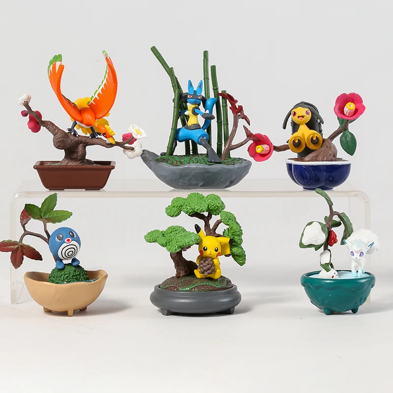 Игрушечные фигурки Pokemon Bonsai Pikachu Ho-Oh Lucario Mawile polywag Alolan Vulpix из ПВХ 6 шт./компл. - купить