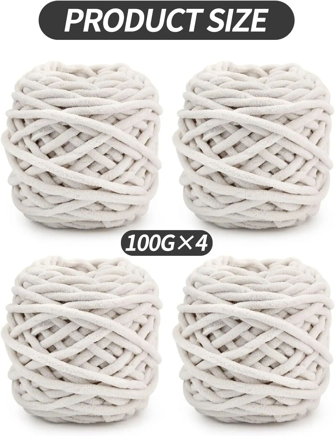 Вязаная шерстяная пряжа 4x100 г смешанные цвета для вязания крючком