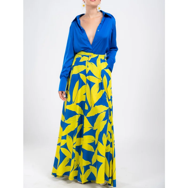 

2023Casual slim suit, Women's New Loose Size Elegant Print Shirt Top Wide Leg Trouser Set