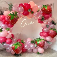 127pcs strawberry party decoration balloon garland kit for girls 1st 2nd birthday party supplies strawberry theme decoration