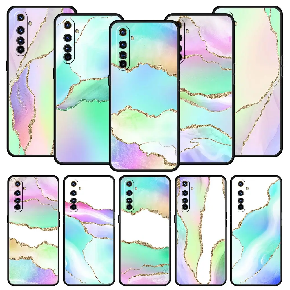 

Marble Pattern Rainbow Texture Phone Case For OPPO Realme 9 8 7 6 GT2 Pro Plus 5G Cover Realme C25 C21 C11 C3 8i 9i Soft Coque