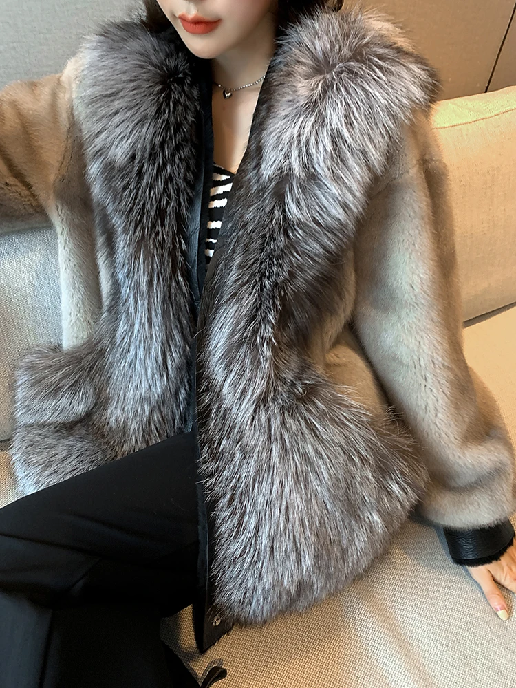 New 2022 Winer Real Fox Fur Jacket Women Fashion Warm Female Short Real Mink Fur Coat 100% Natural Importe Mink Fur Coats