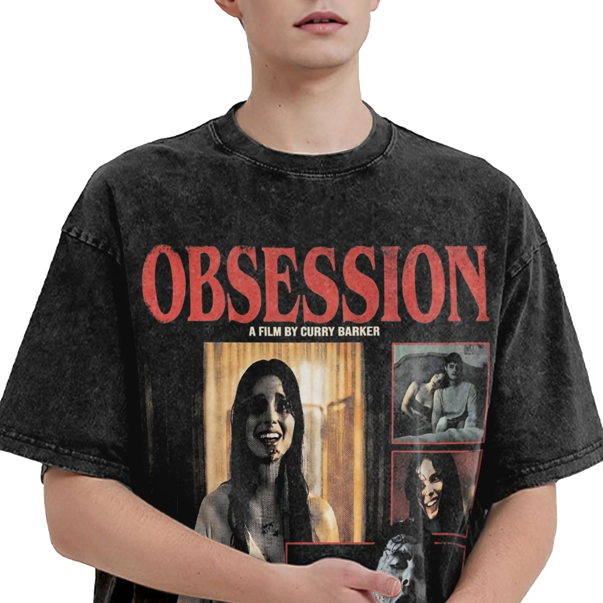Фото Футболки с принтом «Обесществление» (Obsession) в стиле хоррор, винтажные, уличные, хип-хоп, для мужчин и женщин, из хлопка, с принтом в стиле Харадзюку №4