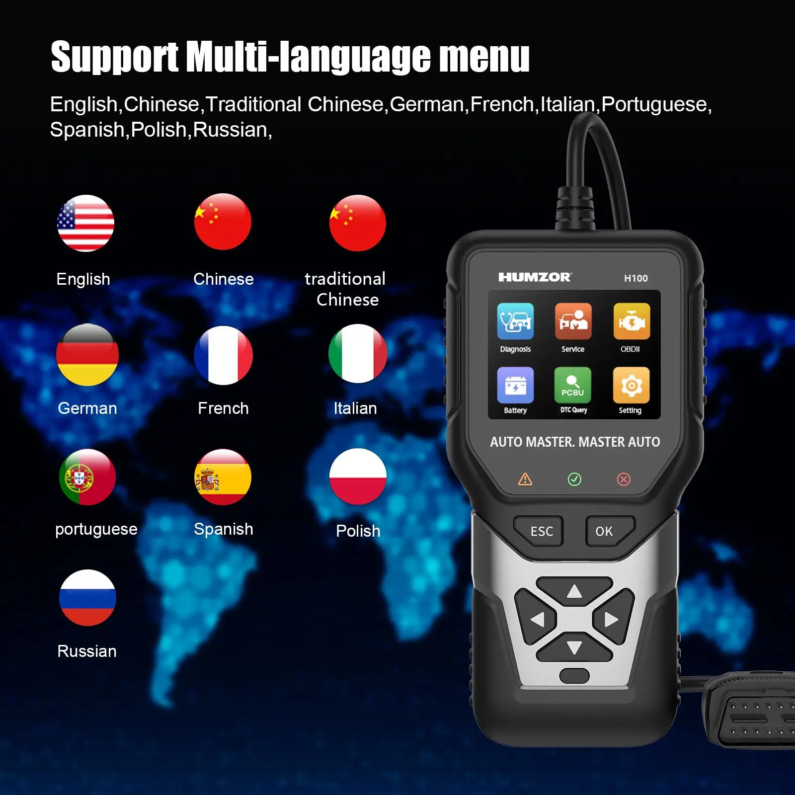 Инструмент для диагностики автомобиля humзор H100 EPB сброс масла TPMS DPF всех