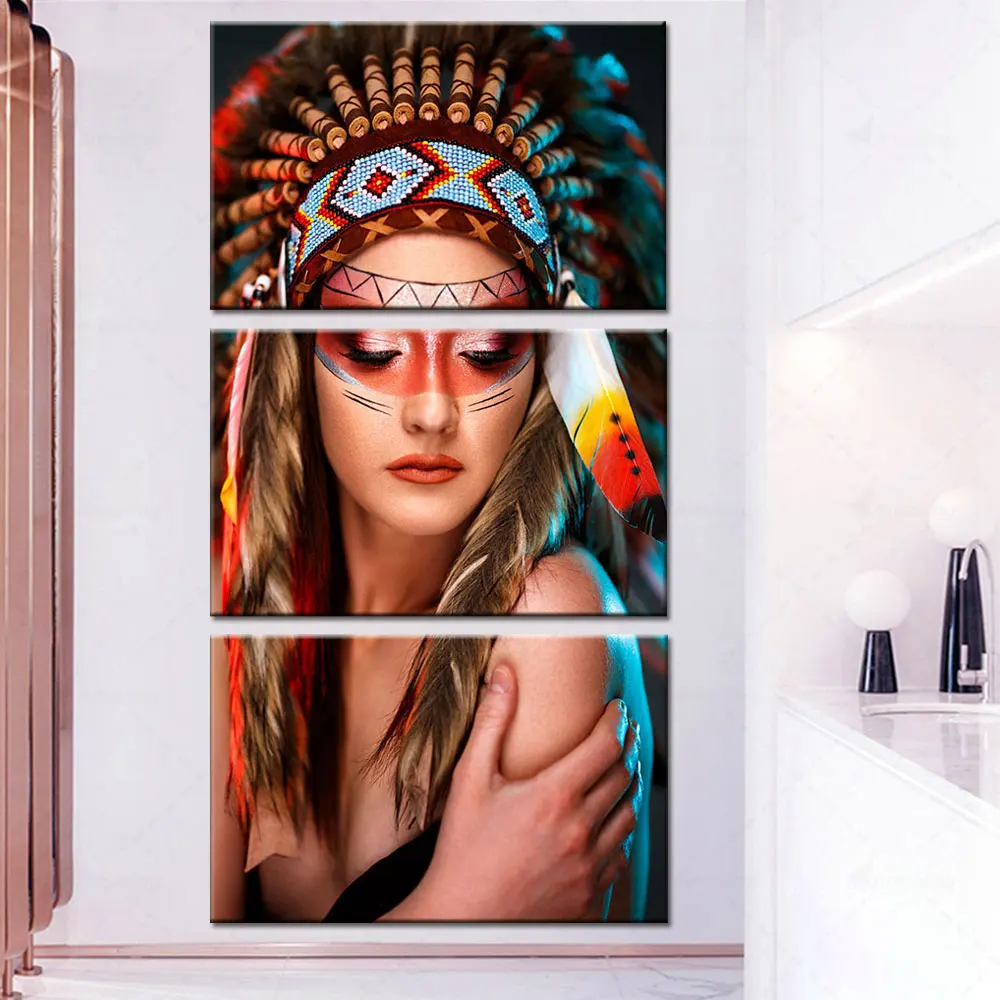 3 Панели картины индийской красоты для спальни | Живопись и каллиграфия