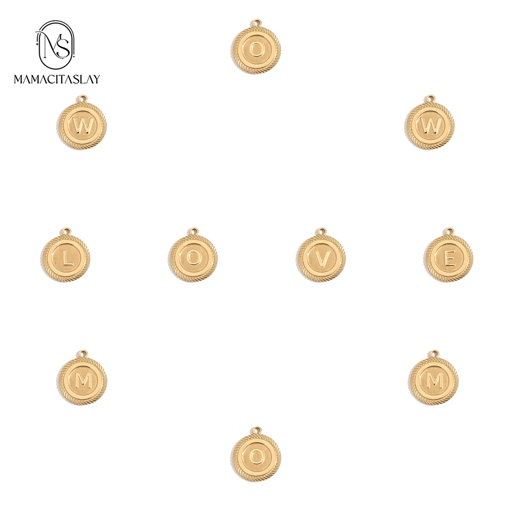 Классические Полосатые Круглые Подвески MamacitaSlay с 26 инициальными буквами новинка