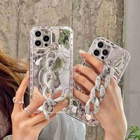 marble pattern with chain iphone case girls women shockproof silicone soft cover protective bumper case for iphone