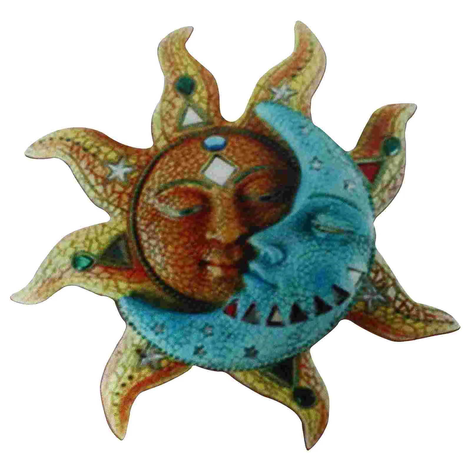 

Wall Suniron Metal Pendant Moon Decor Inspirational Plaques Outdoor Celestial Statue Pediments Ornament Decoration Garden