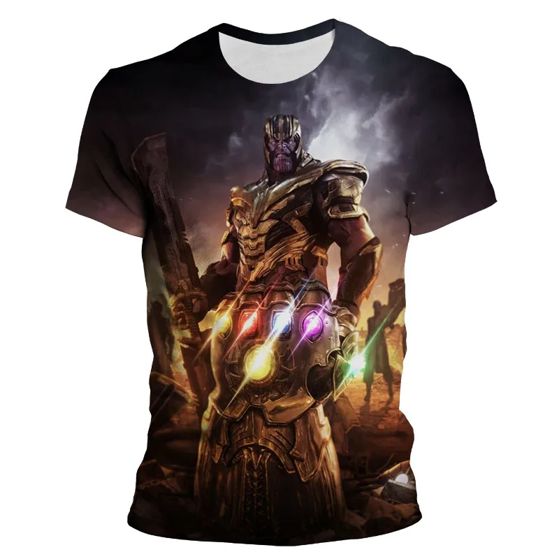 Новая летняя футболка с принтом Таноса и перчаток Marvel для мужчин женщин Детская 3D