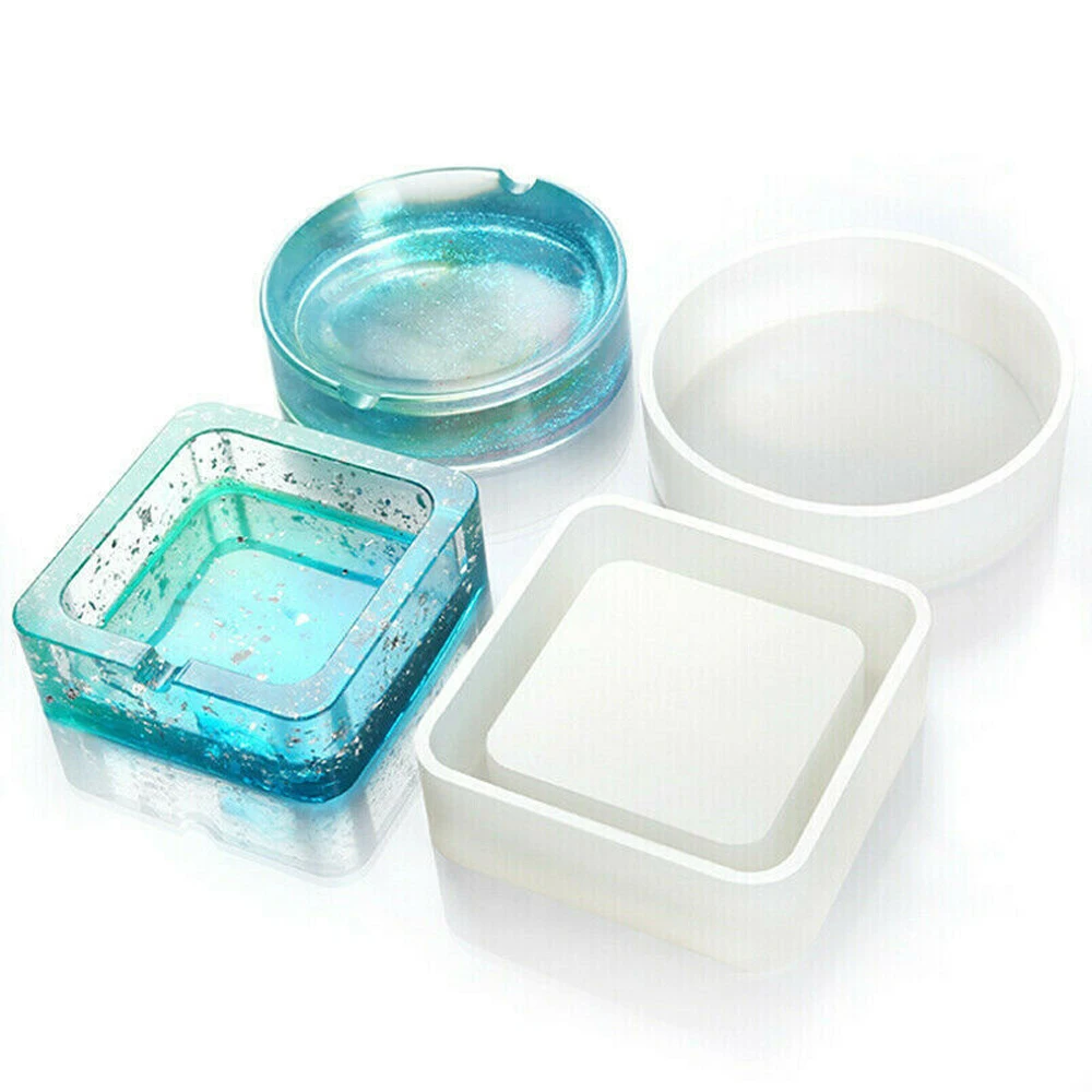 

Silicone Craft Square Round Ashtray Resin Epoxy Molds for DIY Making Finding Accessories Jewelry Box UV Resin Kit Aromatherapy