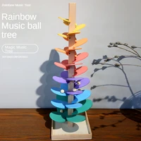 ins rainbow music tree with petals wooden ball track toys childrens educational building blocks baby wisdom tree