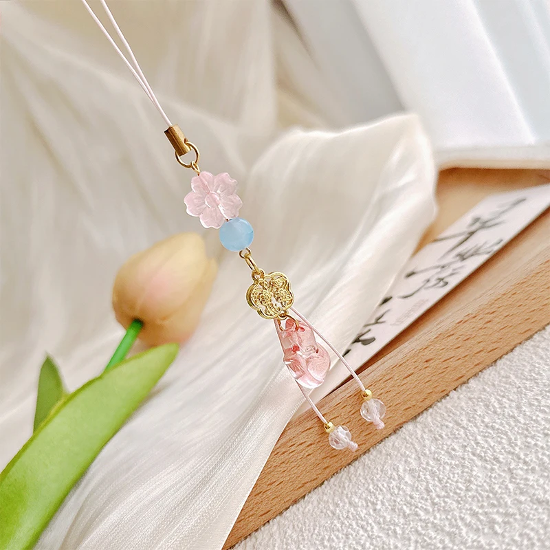 Кулон с лисой глазурью миндальное печенье брелок бисером цепочка для телефона