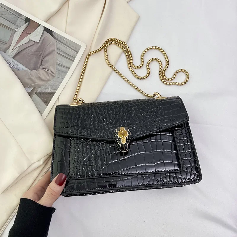 

New Niche Design Armpits Handbag Woman Square Bag Business Commuting Versatile Women's Bag Casual Crocodile Pattern Shoulder Bag