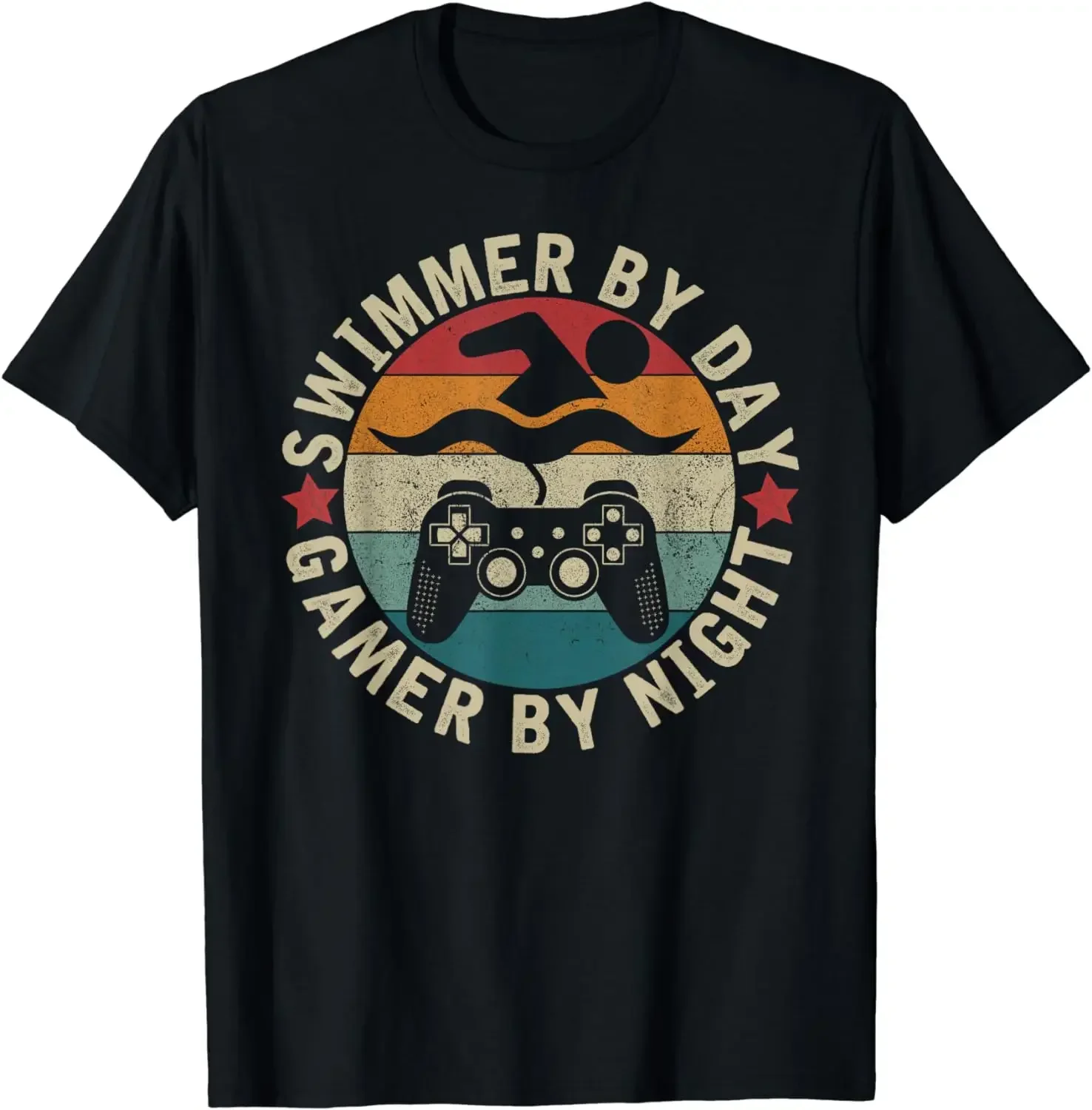 Забавная игровая футболка для плавания Swimmer By Day Gamer Night Плавание Рубашки в стиле