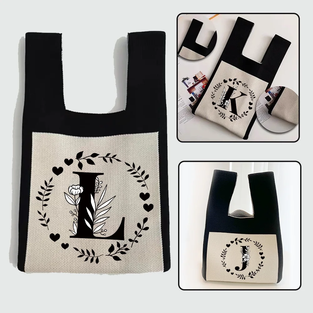 Вязаная сумка-тоут на запястье Плетеный крючком миниатюрный узел сумочка для