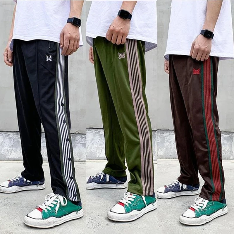 

2022 AWGE Needles Streetwear Sweatpants Women Men Classic Butterfly Embroidered Joggers Needles Trousers
