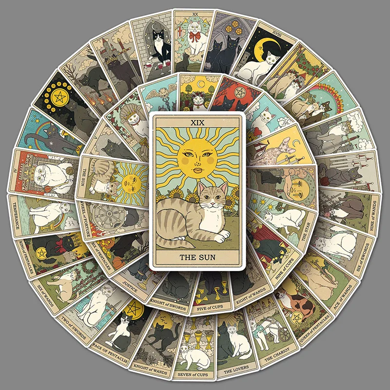 

78Sheets Cat Tarot Cards Creative Doodle Stickers Suitcase Helmet Refrigerator Notebook Stickers Children's Gift Toy