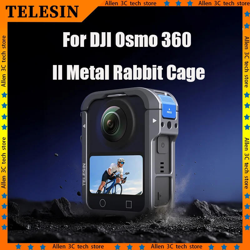 Фото Совместимость Telesin с DJI Osmo 360: Металлическая защитная рамка второго поколения Osmo 360 II, аксессуары для расширения функциональности. №1