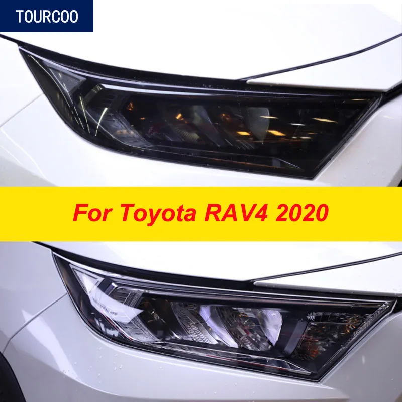 

Для Toyota RAV4 2020, задняя часть головного света, черный оттенок, термополиуретановая оболочка, аксессуары для украшения внешней части автомобиля