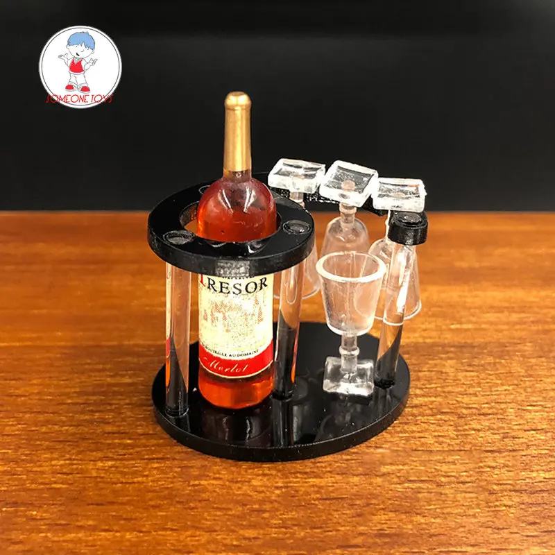 

Аксессуары для кукольного домика «сделай сам» в масштабе 1/6, винная полка и бутылки с моделью бокалов для 12-дюймовых экшн-фигурок, аксессуар...