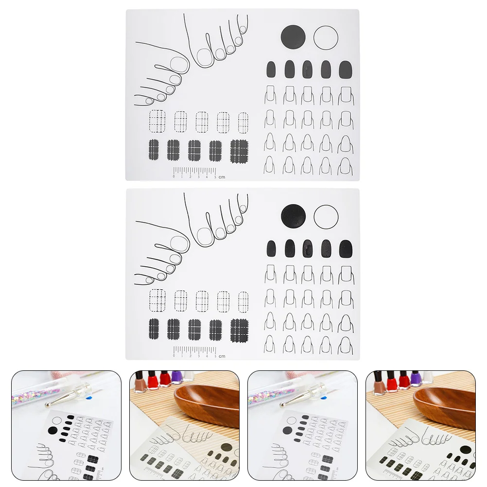 

2 Pcs Silicone Nail Tools Manicure Pad Coloring Salon Supply Manual Practice Mat