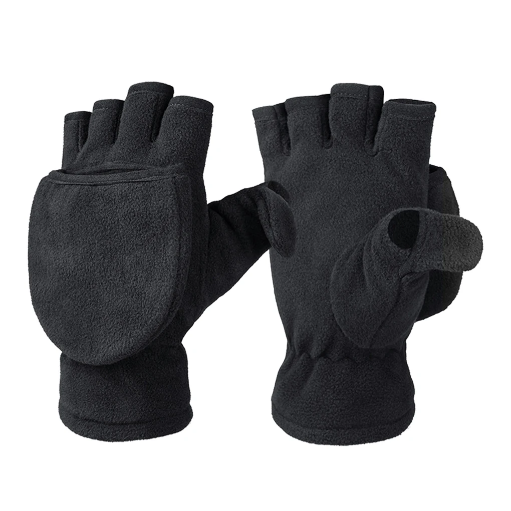 

Winter Warm Half Gloves Thermal Fleece Convertible Elastic Wristband Man Women Children Mitten Cycling Taking Picture