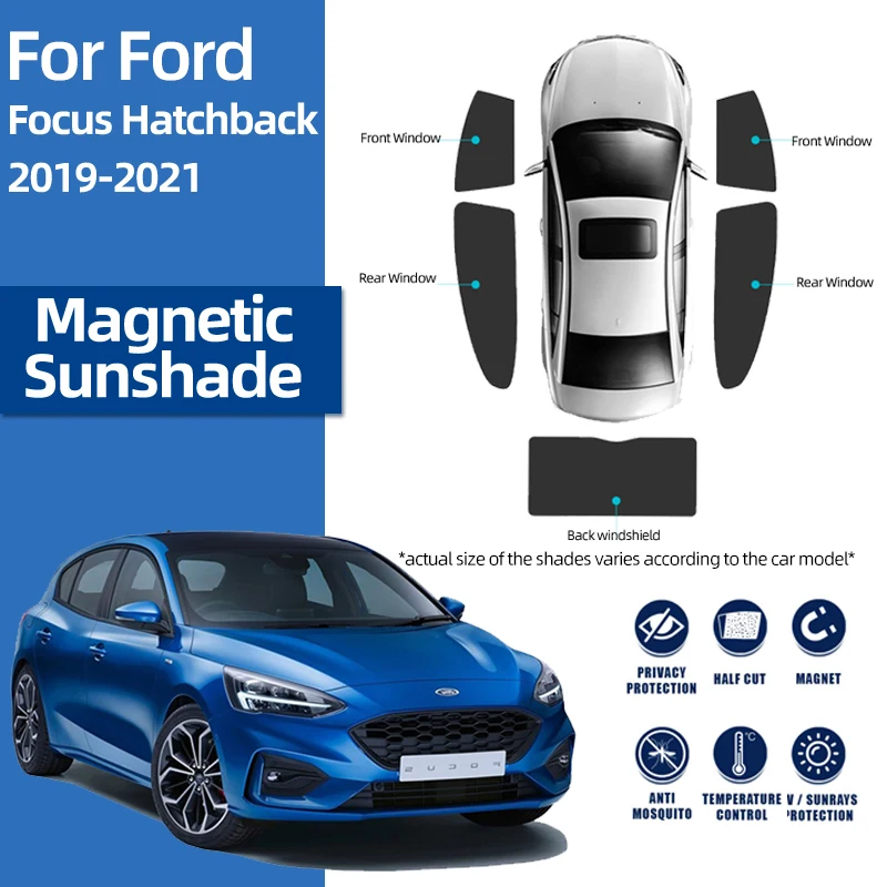 

For Ford FOCUS Hatchback Mk4 2018-2022 Magnetic Car Sunshade Shield Front Windshield Curtain Rear Side Window Sun Shade Visor