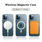 Чехол для iPhone 13 12 Mini 11 Pro Max XR XS X 8 + SE2020 Magsafe, прозрачный Магнитный защитный чехол для Samsung S21 Plus S21Ulra