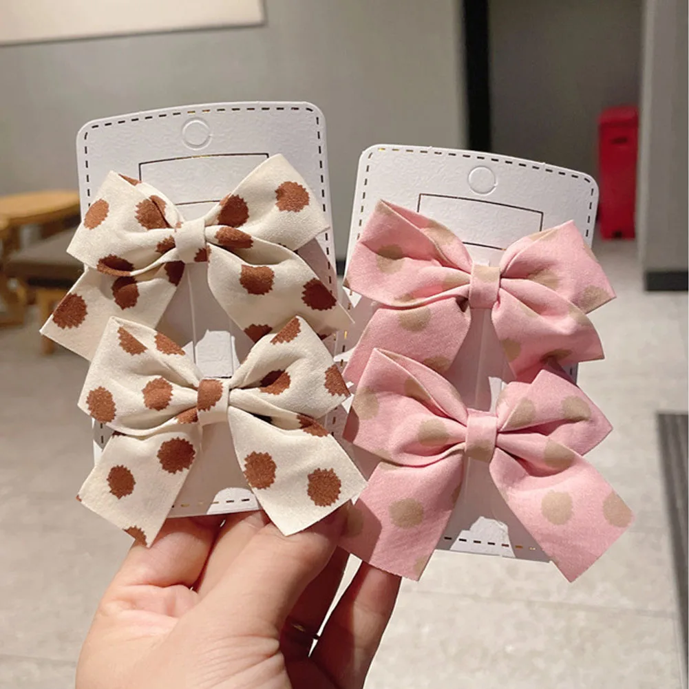 

2PCS New Fashion Korean Style Dot Printed Cute Bow Hairpin Korean Girl Baby Princess Side Hairpin Hair Accessories Multi Color
